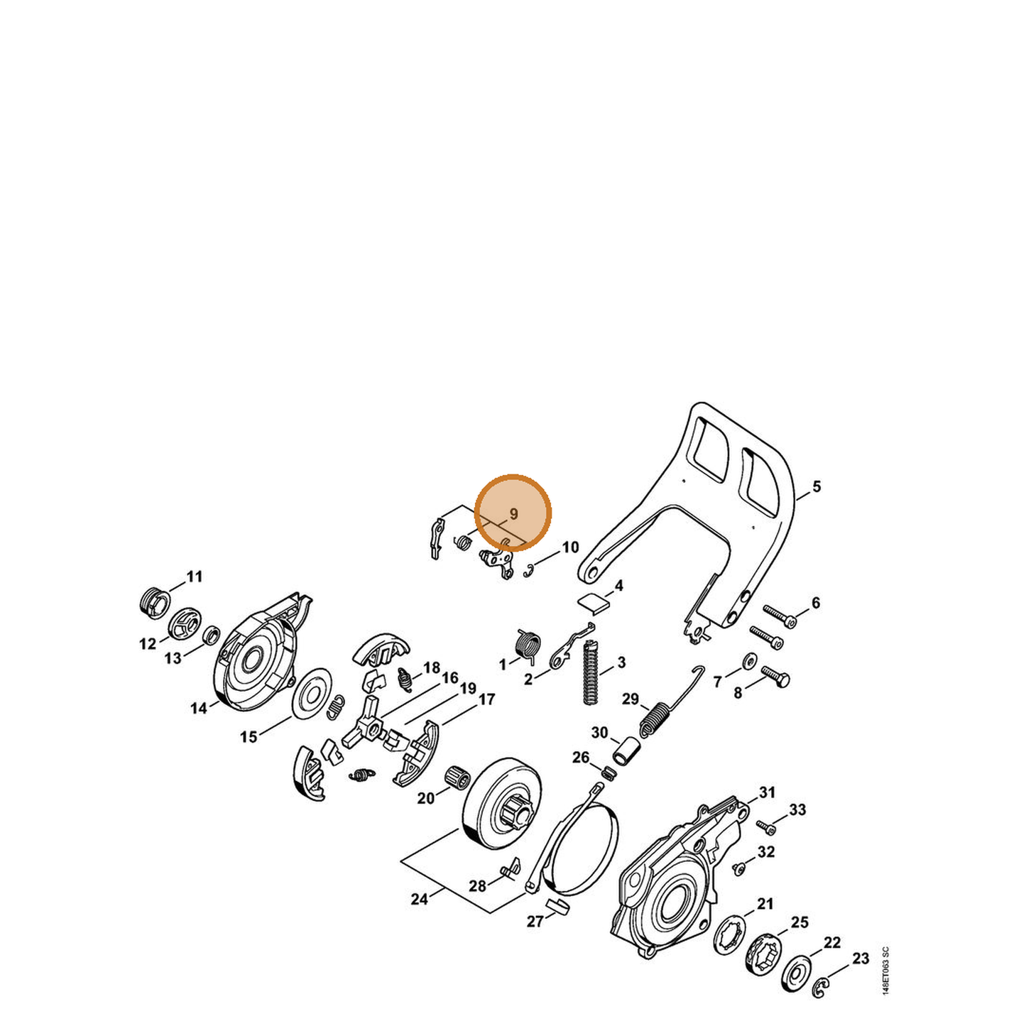 STIHL part 1125-160-5005 — IPL diagram snippet (6x zoom, amber highlight)