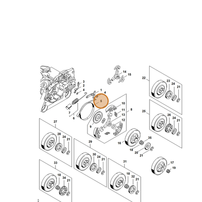 STIHL part 1125-160-5400 — IPL diagram snippet (6x zoom, amber highlight)