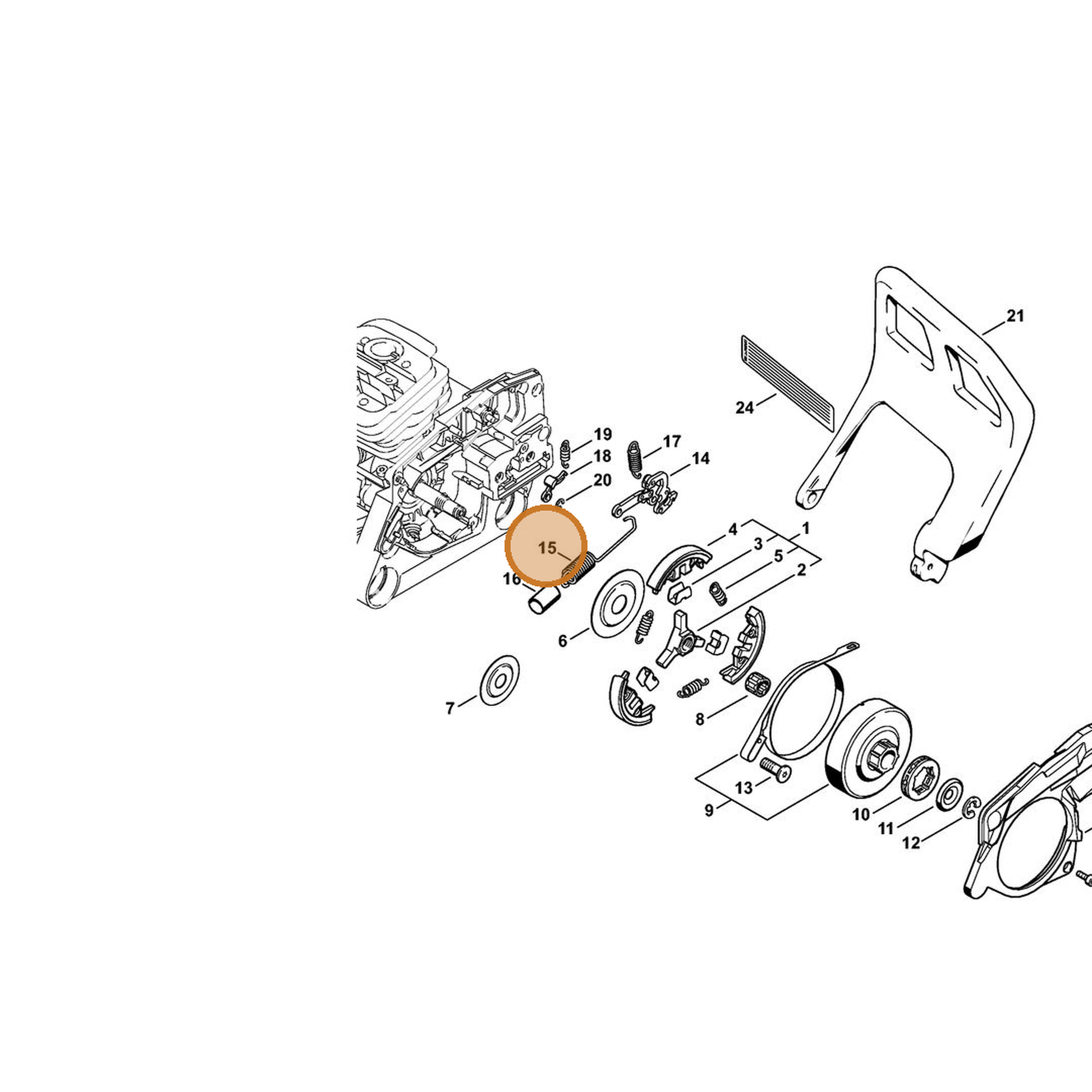 STIHL part 1125-160-5501 — IPL diagram snippet (6x zoom, amber highlight)