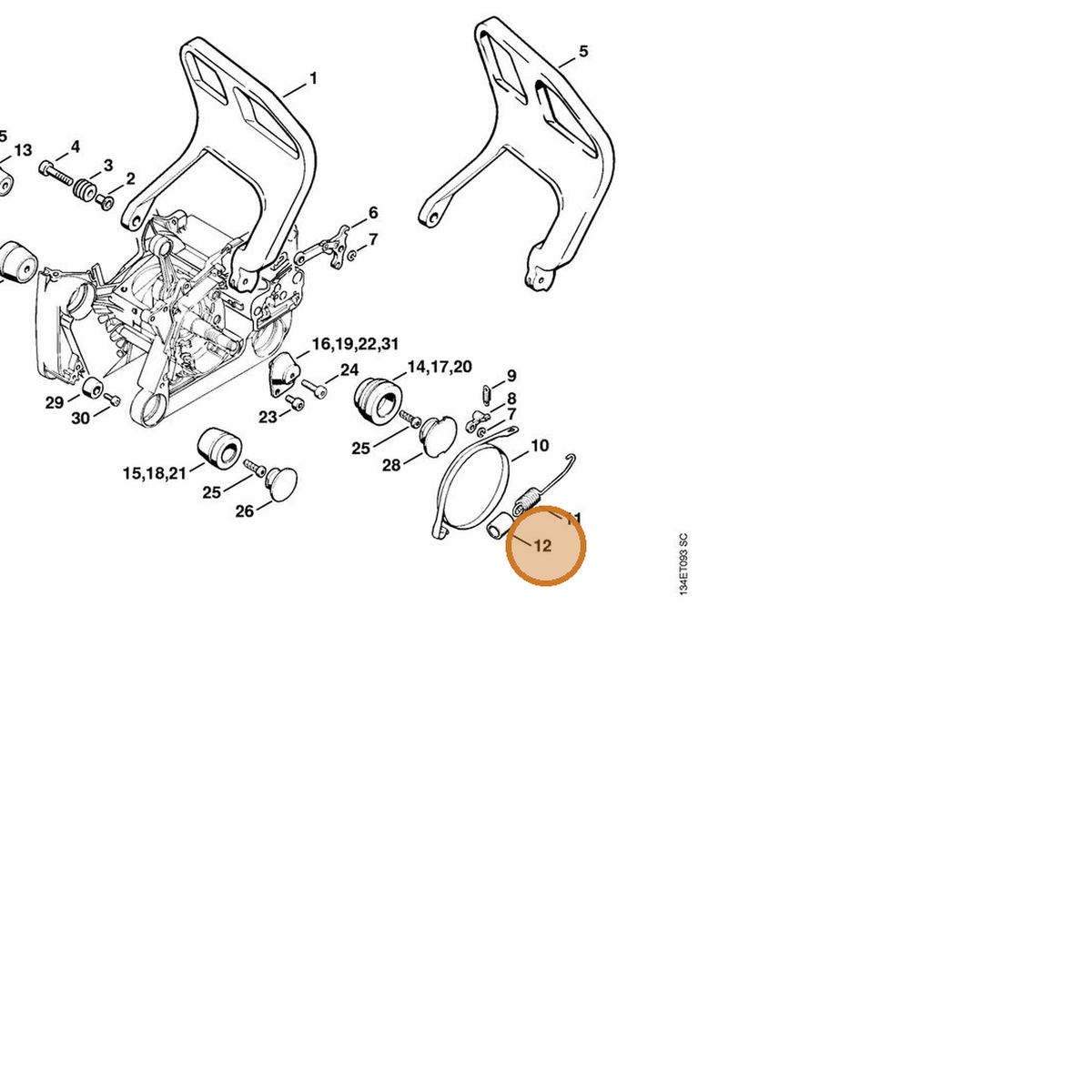 STIHL part 1125-162-8002 — IPL diagram snippet (6x zoom, amber highlight)