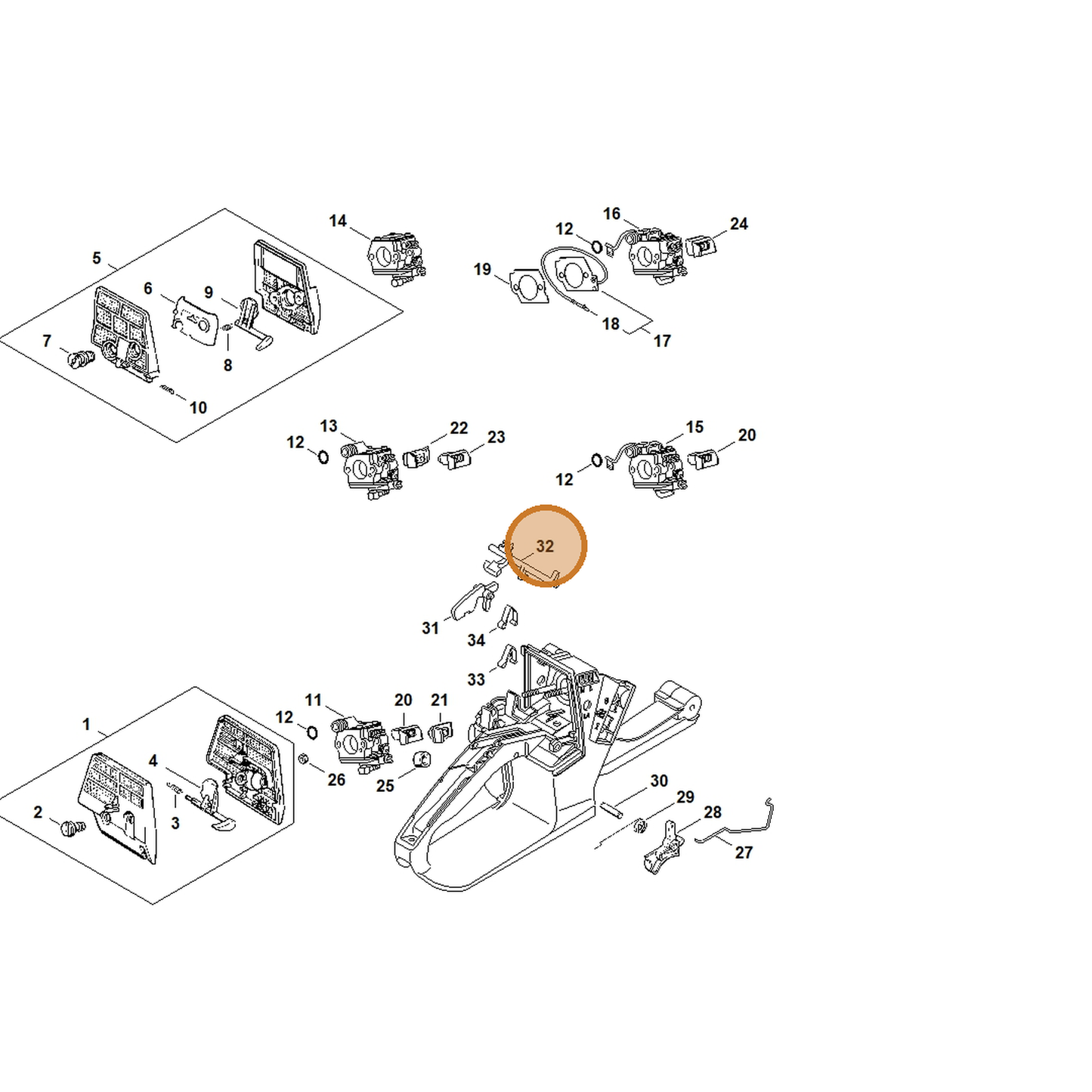 STIHL part 1125-182-0901 — IPL diagram snippet (6x zoom, amber highlight)