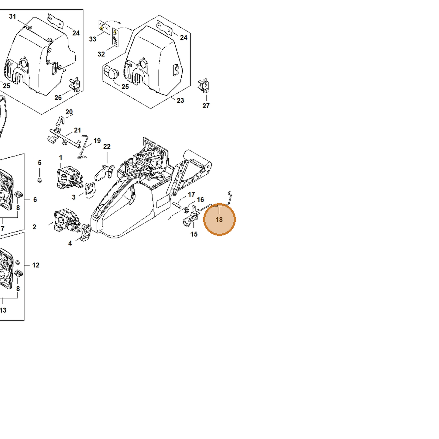 STIHL part 1125-182-1502 — IPL diagram snippet (6x zoom, amber highlight)