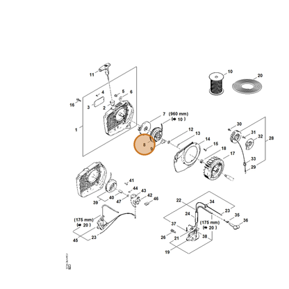 STIHL part 1125-195-0401 — IPL diagram snippet (6x zoom, amber highlight)