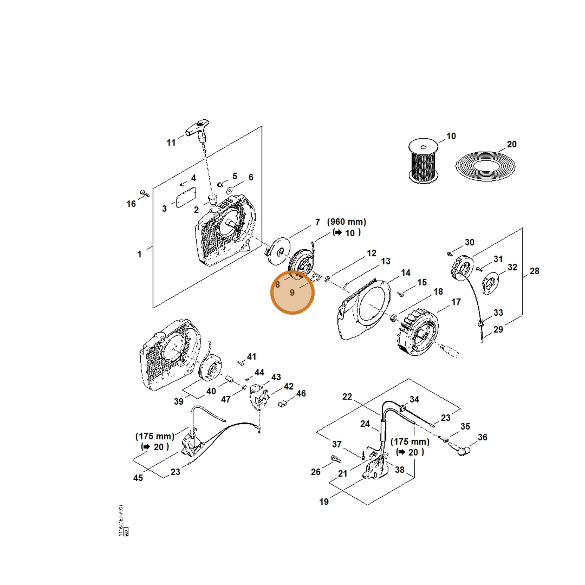 STIHL part 1125-195-7200 — IPL diagram snippet (6x zoom, amber highlight)