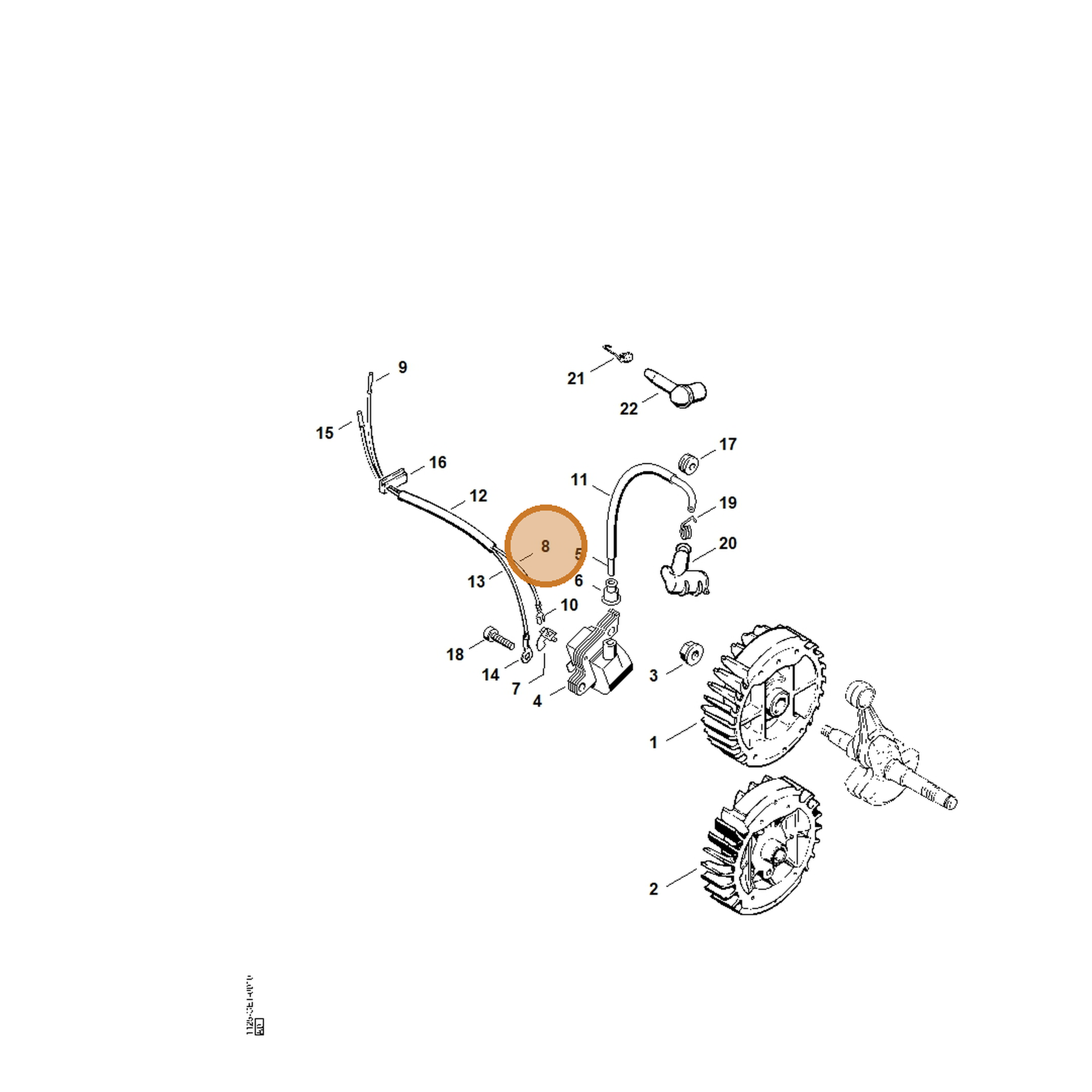 STIHL part 1125-440-1100 — IPL diagram snippet (6x zoom, amber highlight)