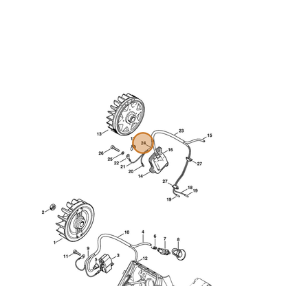 STIHL part 1125-442-0400 — IPL diagram snippet (6x zoom, amber highlight)
