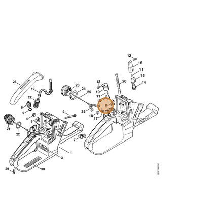 STIHL part 1125-442-1600 — IPL diagram snippet (6x zoom, amber highlight)