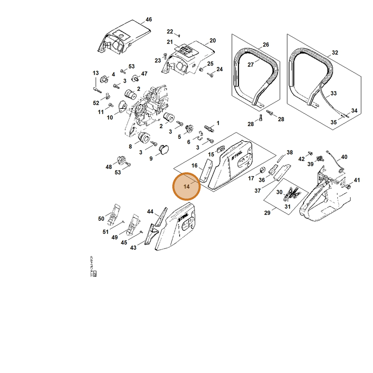 STIHL part 1125-640-1701 — IPL diagram snippet (6x zoom, amber highlight)