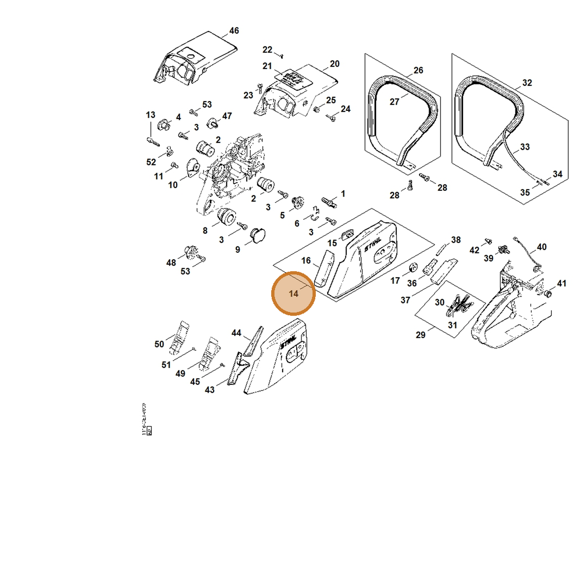 STIHL part 1125-640-1701 — IPL diagram snippet (6x zoom, amber highlight)