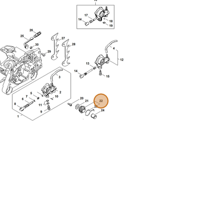 STIHL part 1125-640-7110 — IPL diagram snippet (6x zoom, amber highlight)