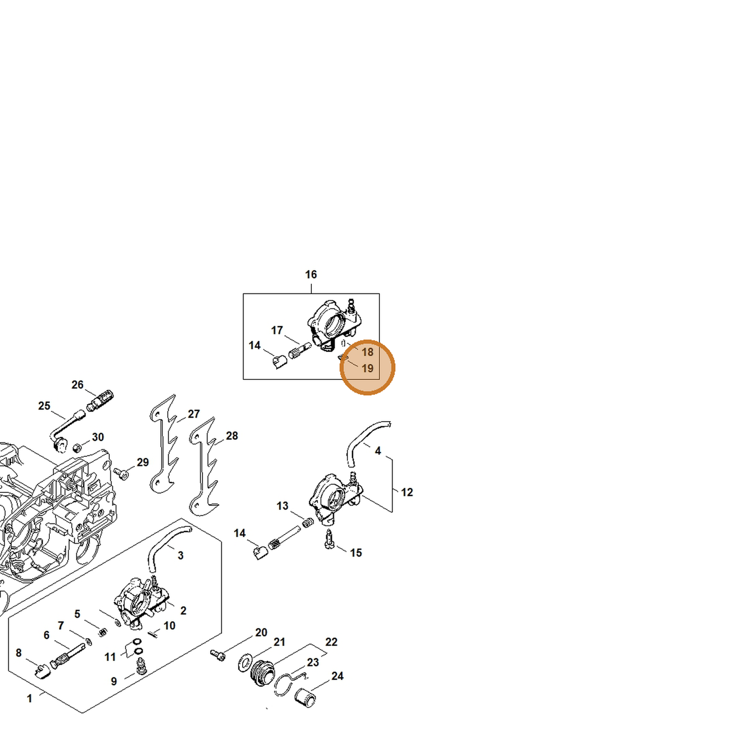 STIHL part 1125-647-3300 — IPL diagram snippet (6x zoom, amber highlight)