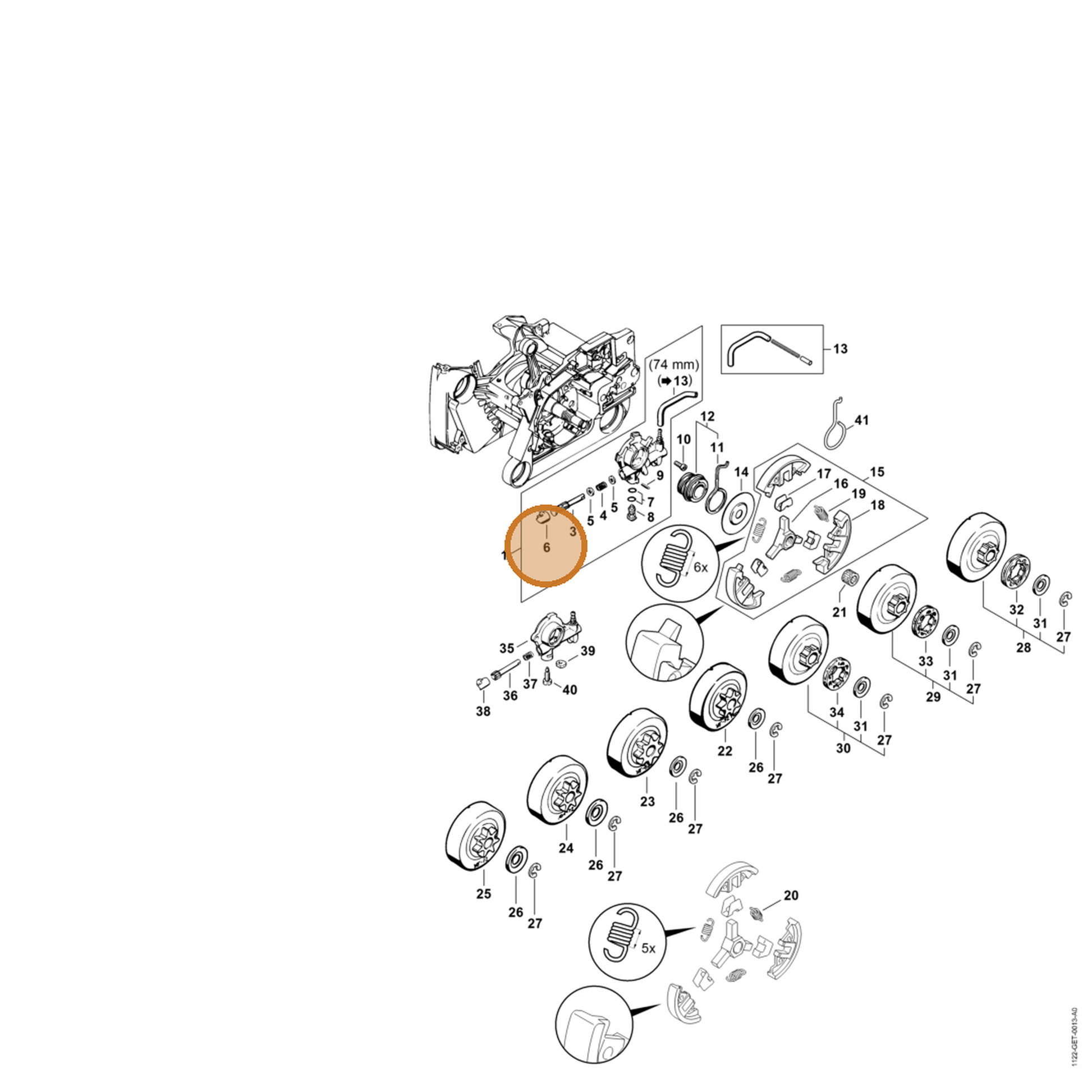 STIHL part 1125-647-7002 — IPL diagram snippet (6x zoom, amber highlight)