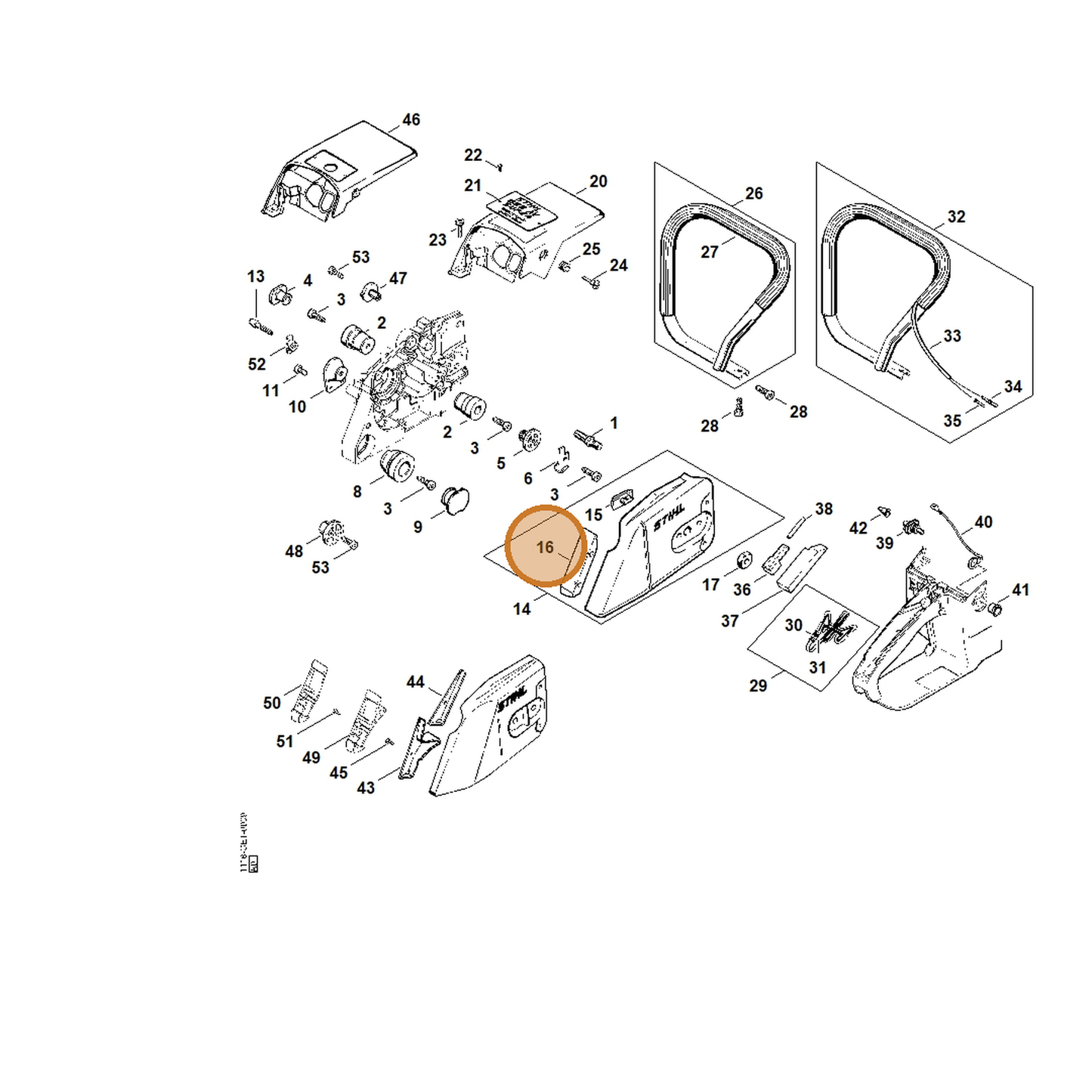 STIHL part 1125-656-1501 — IPL diagram snippet (6x zoom, amber highlight)