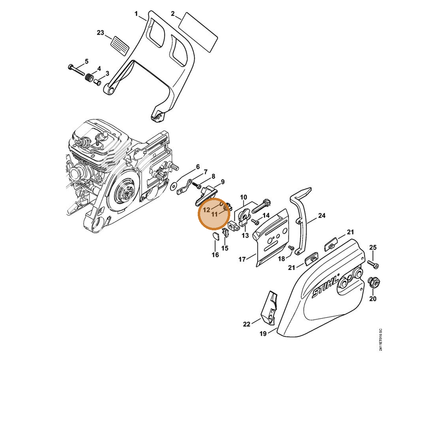 STIHL part 1125-664-3201 — IPL diagram snippet (6x zoom, amber highlight)