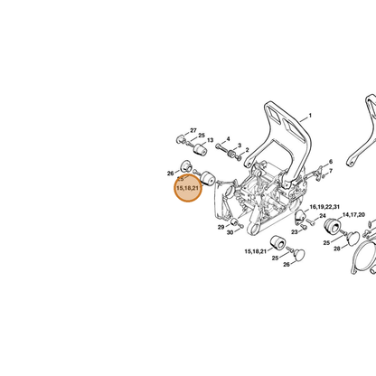 STIHL part 1125-790-9904 — IPL diagram snippet (6x zoom, amber highlight)
