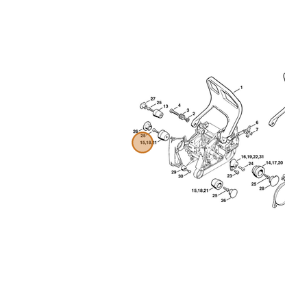 STIHL part 1125-790-9906 — IPL diagram snippet (6x zoom, amber highlight)