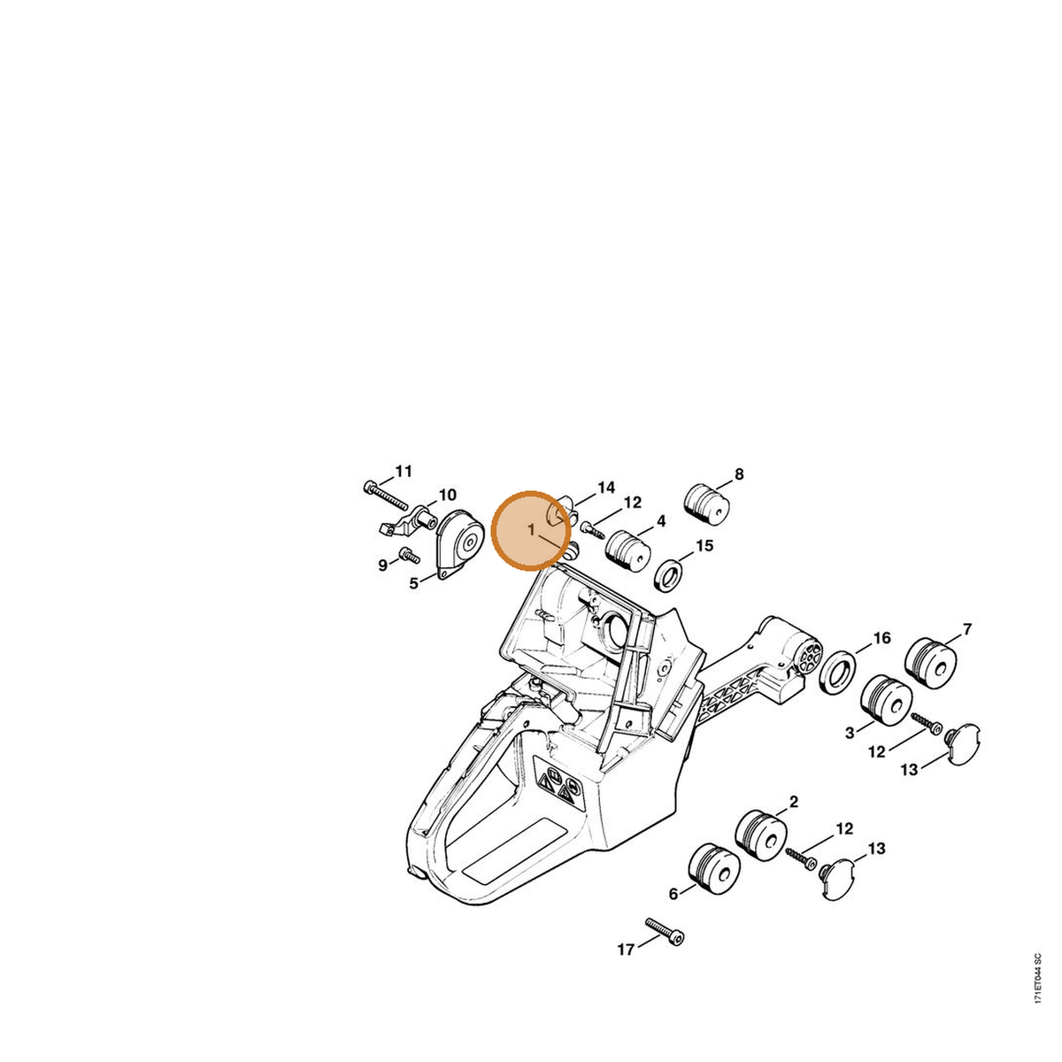 STIHL part 1125-791-2810 — IPL diagram snippet (6x zoom, amber highlight)