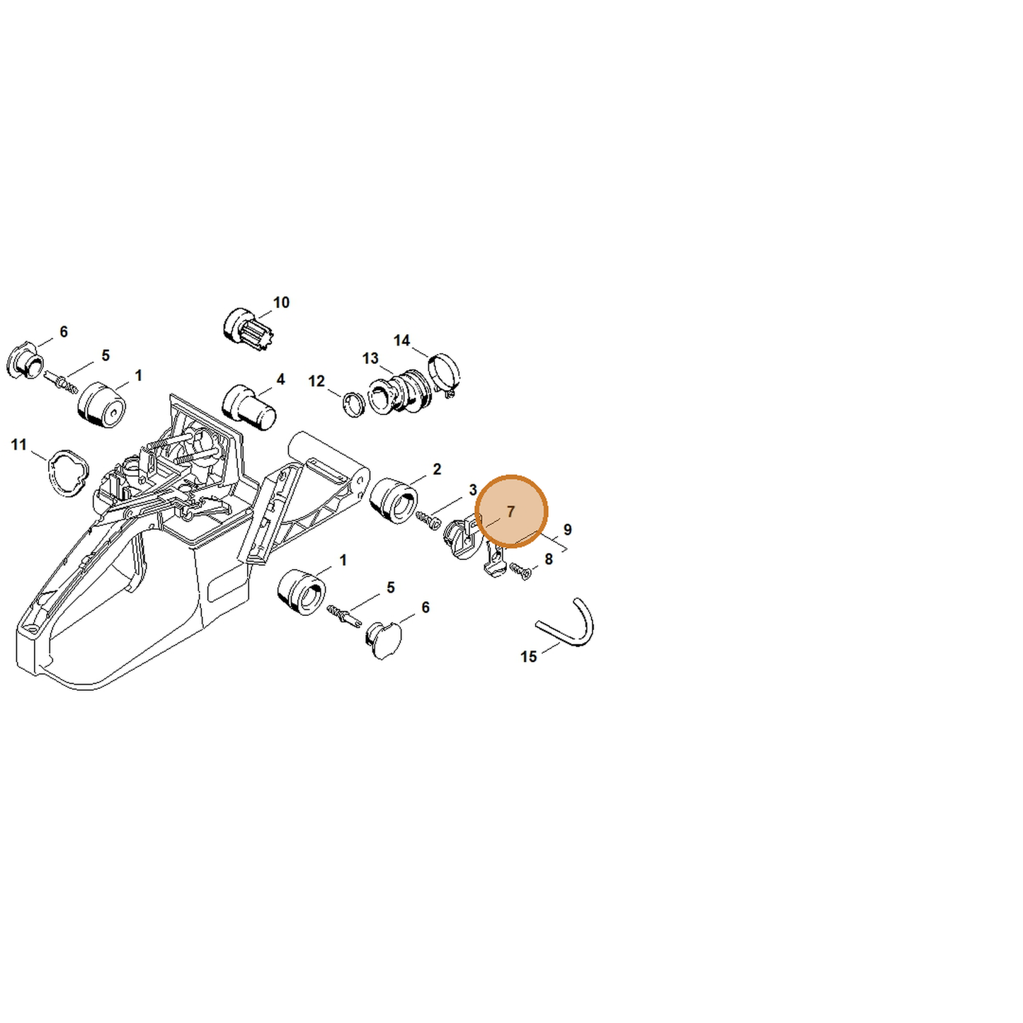 STIHL part 1125-791-7300 — IPL diagram snippet (6x zoom, amber highlight)