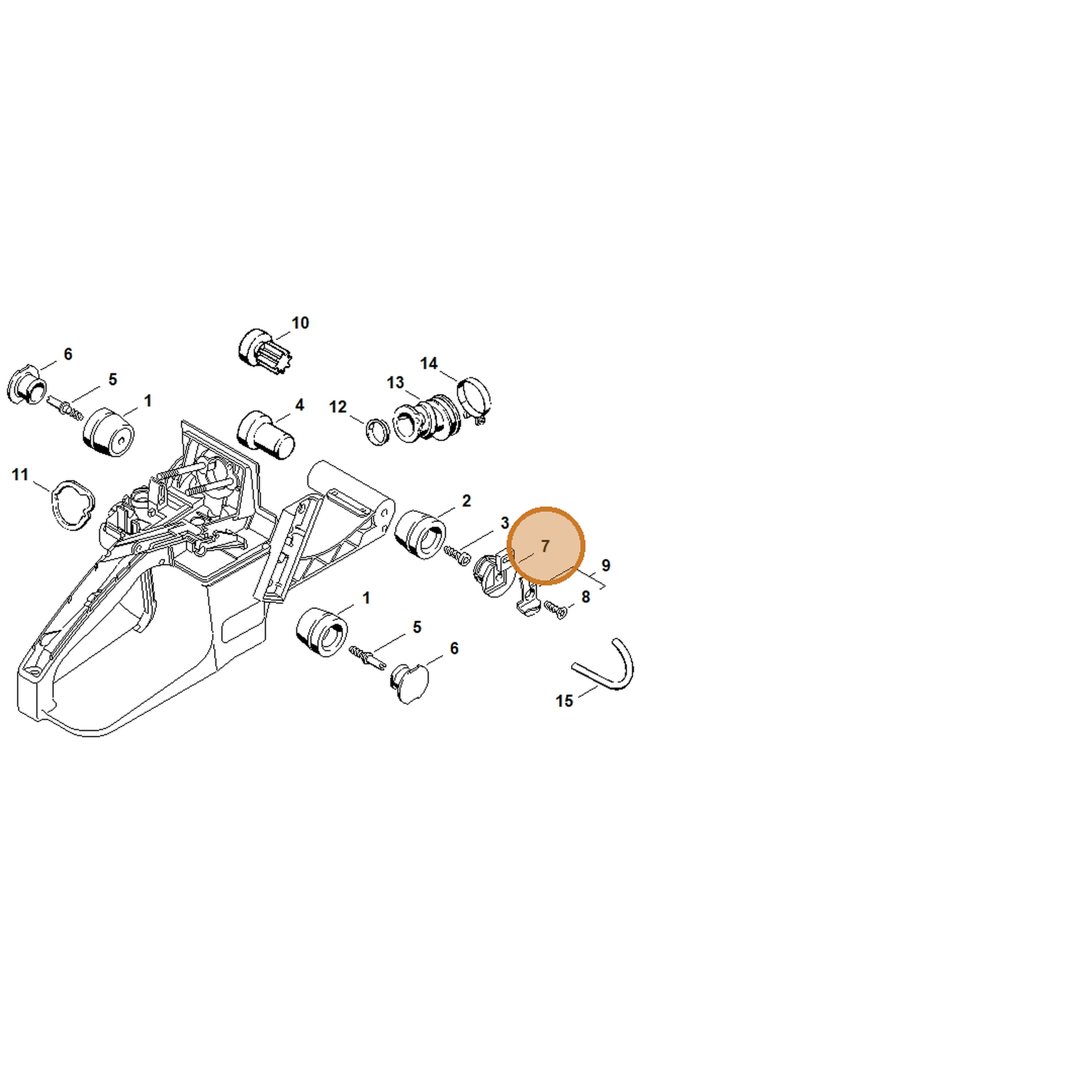 STIHL part 1125-791-7300 — IPL diagram snippet (6x zoom, amber highlight)