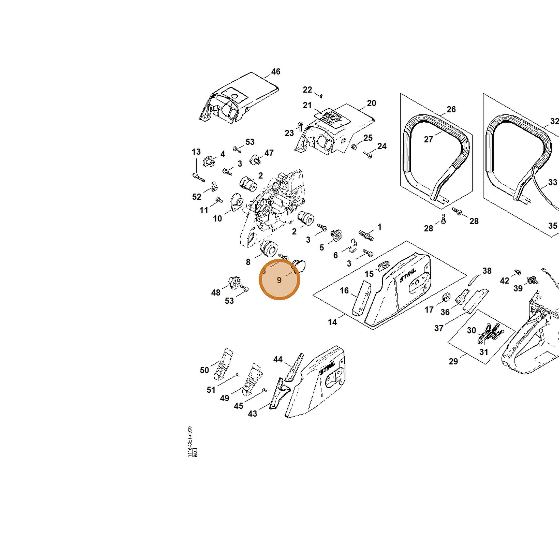 STIHL part 1125-791-7306 — IPL diagram snippet (6x zoom, amber highlight)