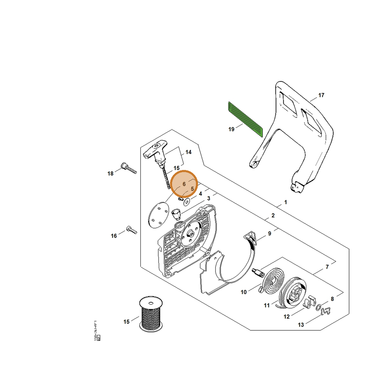STIHL part 1125-967-1504 — IPL diagram snippet (6x zoom, amber highlight)