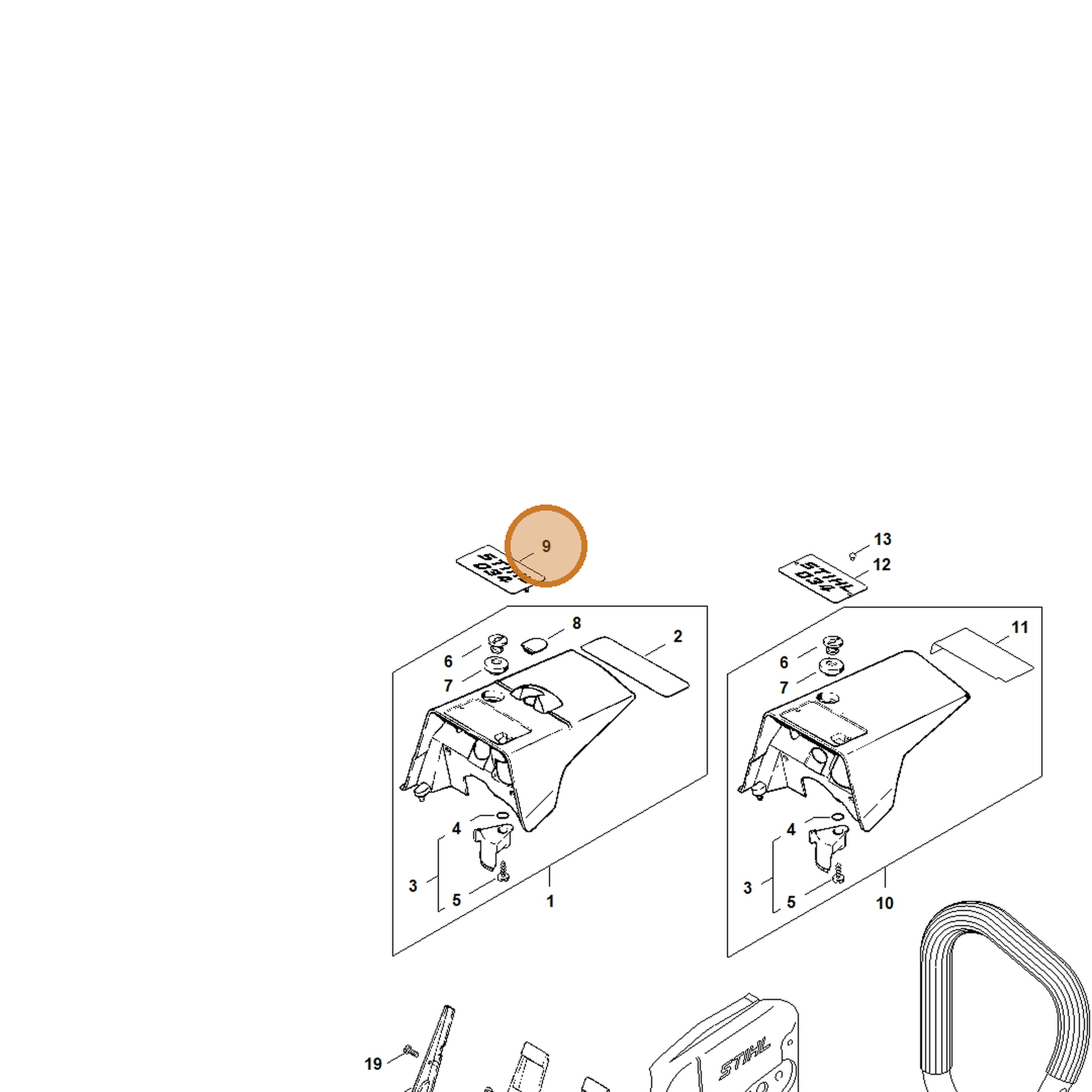 STIHL part 1125-967-1507 — IPL diagram snippet (6x zoom, amber highlight)