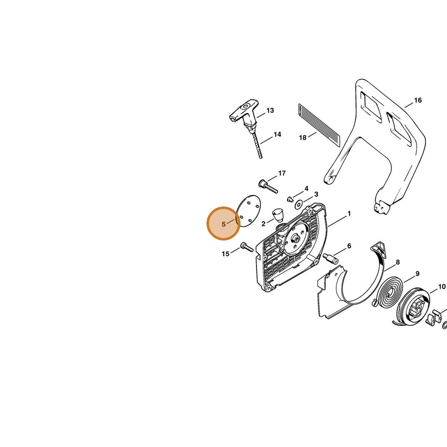 STIHL part 1125-967-1510 — IPL diagram snippet (6x zoom, amber highlight)