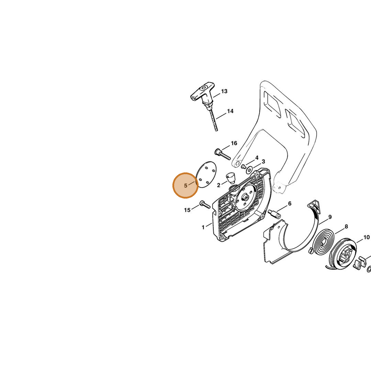 STIHL part 1125-967-1511 — IPL diagram snippet (6x zoom, amber highlight)
