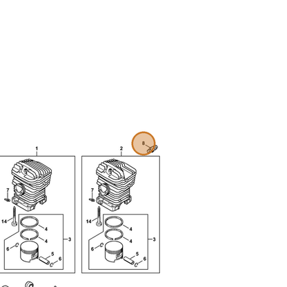 STIHL part 1127-020-9400 — IPL diagram snippet (6x zoom, amber highlight)