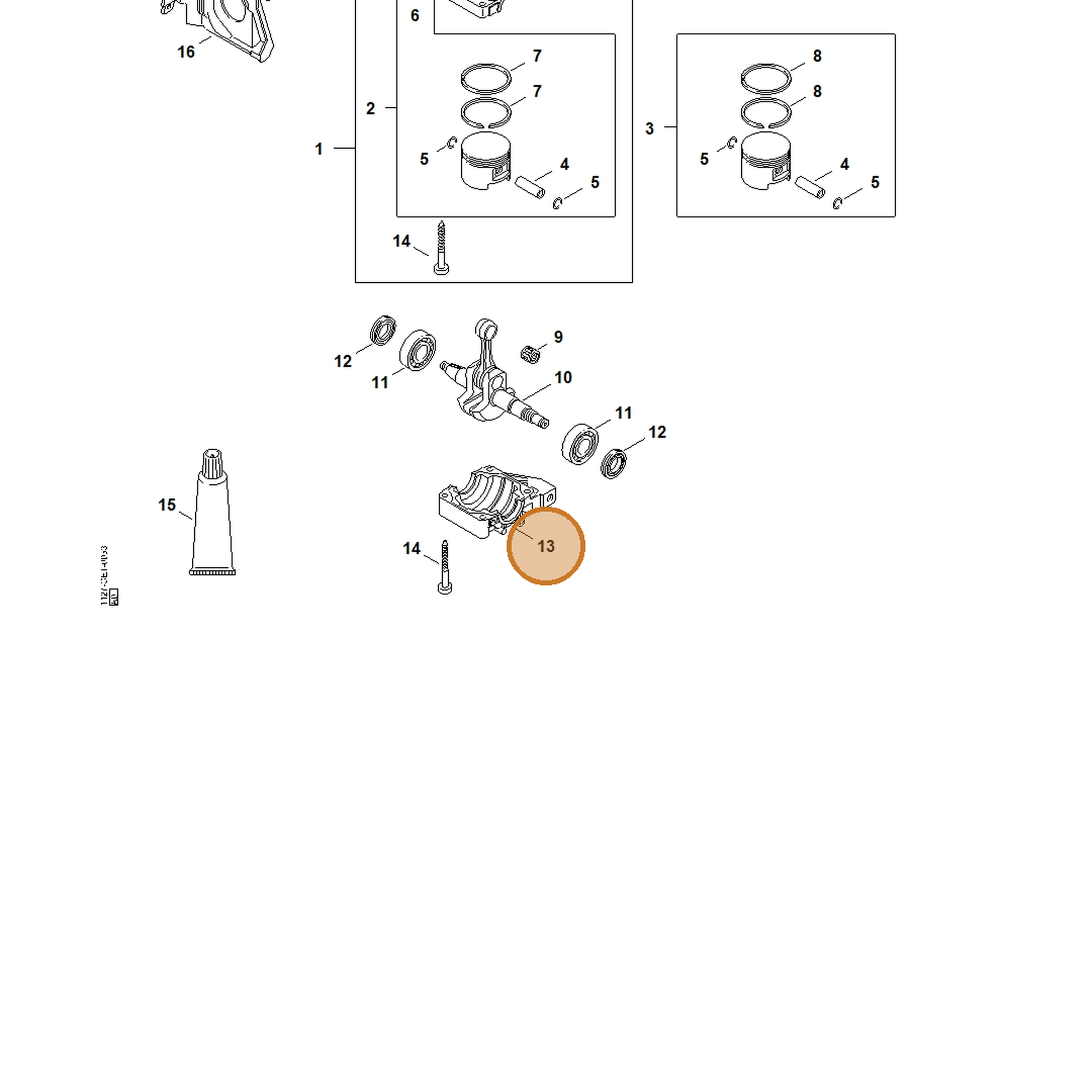 STIHL part 1127-021-2500 — IPL diagram snippet (6x zoom, amber highlight)