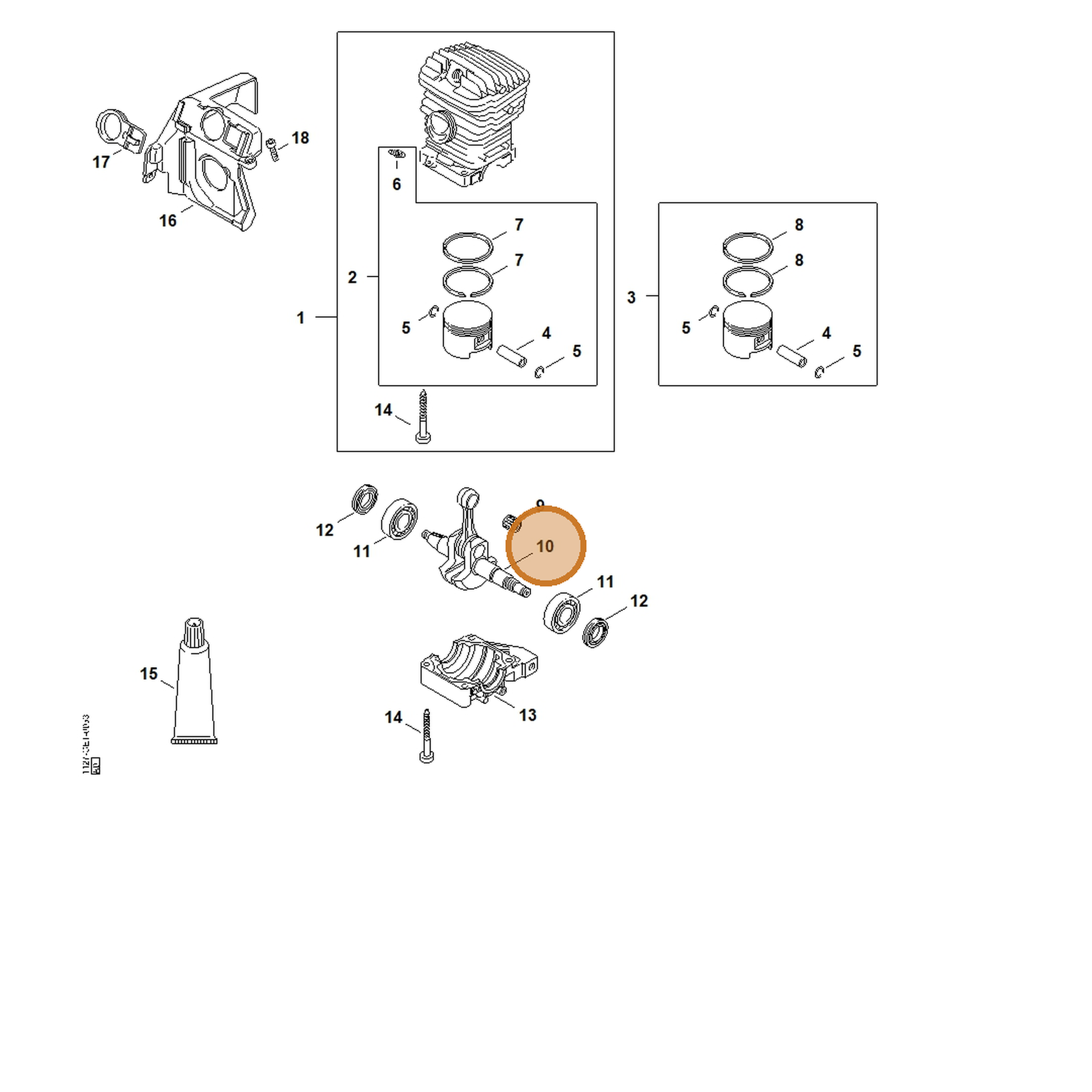 STIHL part 1127-030-0401 — IPL diagram snippet (6x zoom, amber highlight)