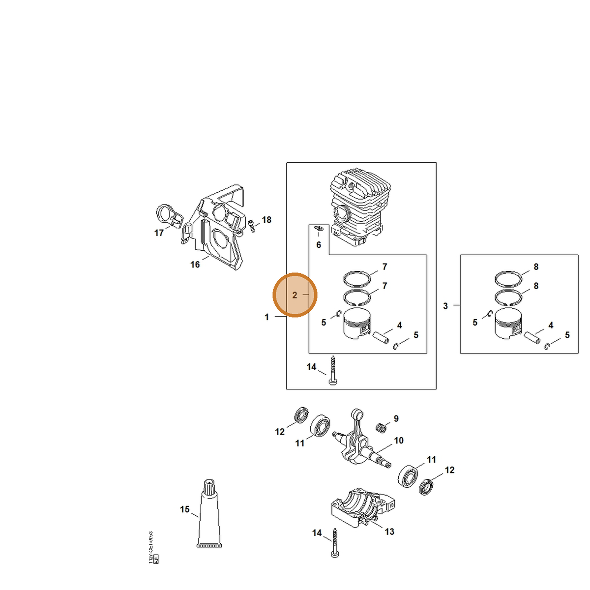 STIHL part 1127-030-2003 — IPL diagram snippet (6x zoom, amber highlight)