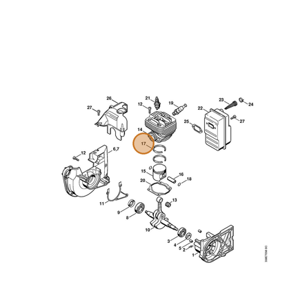STIHL part 1127-034-3006 — IPL diagram snippet (6x zoom, amber highlight)