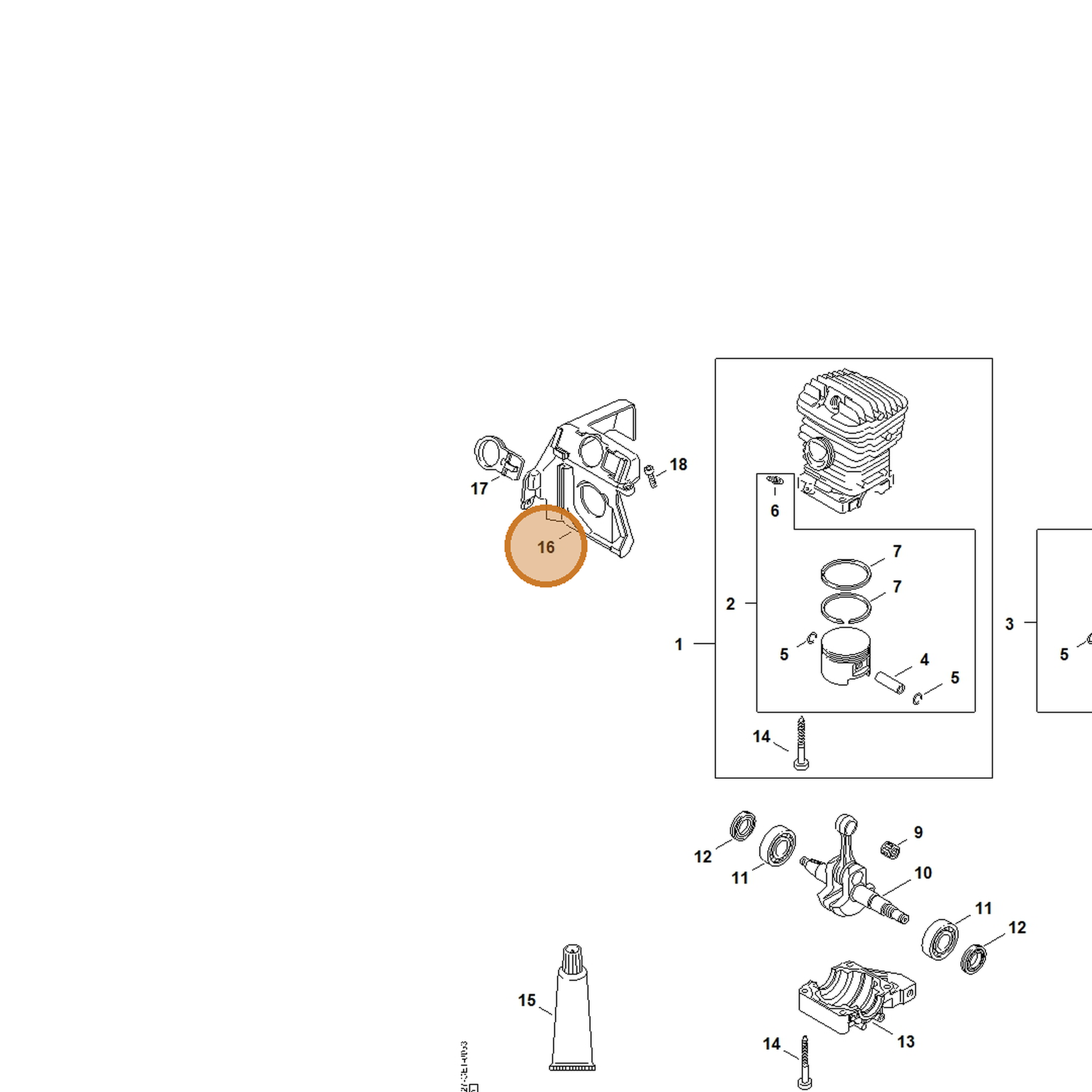 STIHL part 1127-084-0900 — IPL diagram snippet (6x zoom, amber highlight)