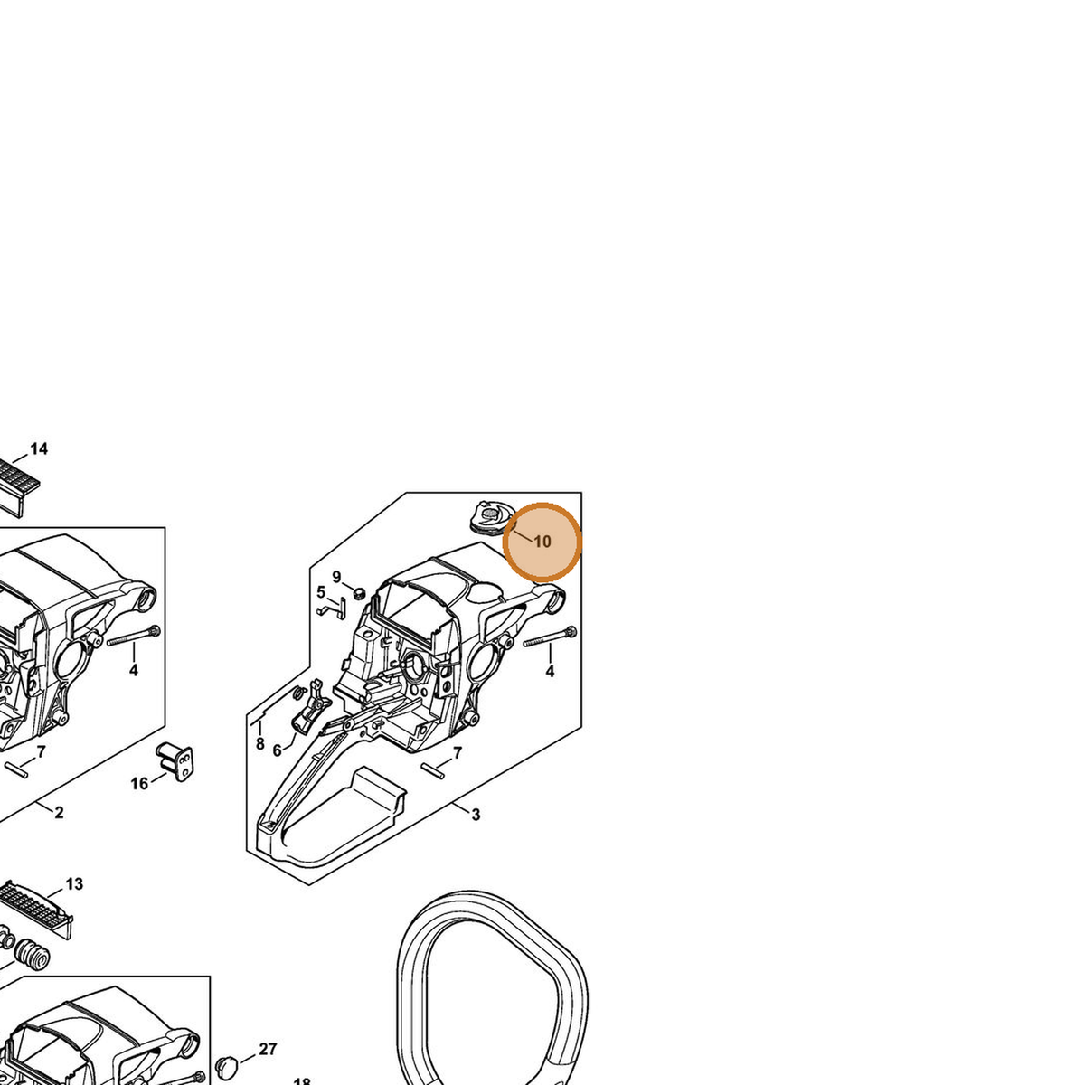 STIHL part 1127-084-7400 — IPL diagram snippet (6x zoom, amber highlight)