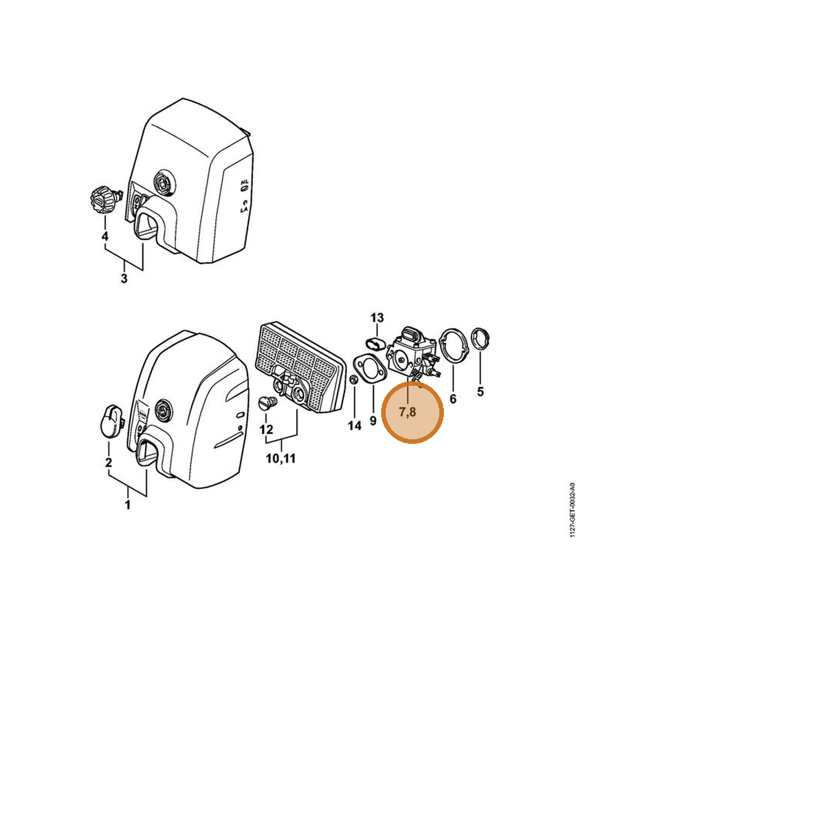 STIHL part 1127-120-0605 — IPL diagram snippet (6x zoom, amber highlight)