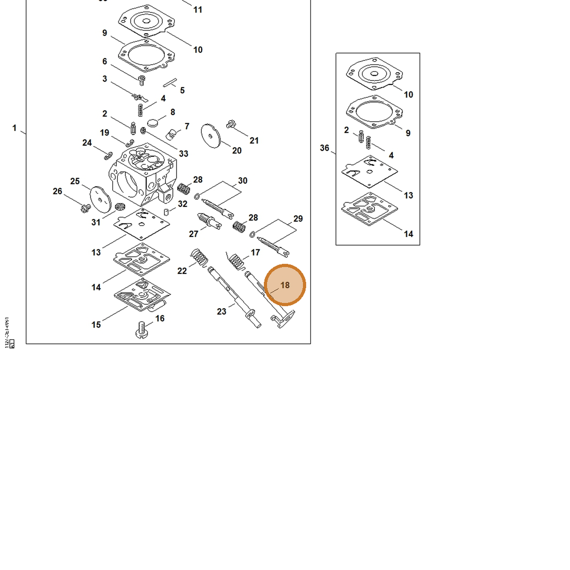 STIHL part 1127-120-7100 — IPL diagram snippet (6x zoom, amber highlight)