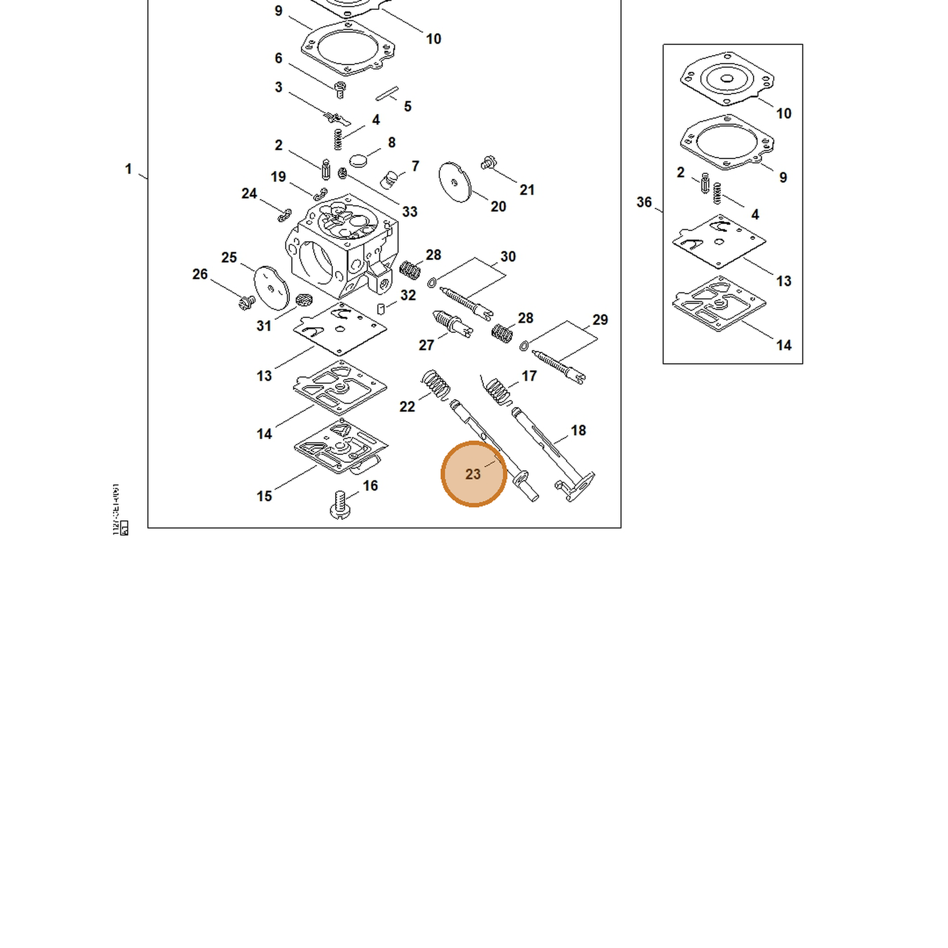 STIHL part 1127-120-7200 — IPL diagram snippet (6x zoom, amber highlight)