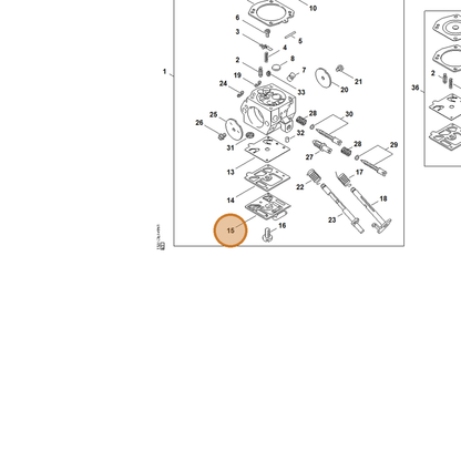 STIHL part 1127-121-0800 — IPL diagram snippet (6x zoom, amber highlight)