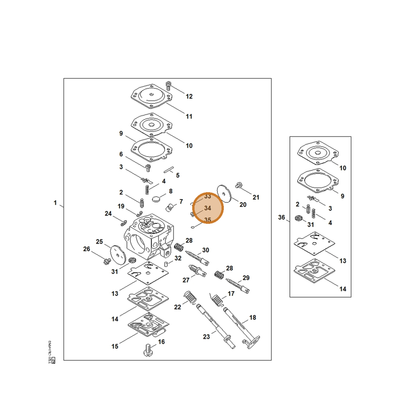 STIHL part 1127-121-5600 — IPL diagram snippet (6x zoom, amber highlight)
