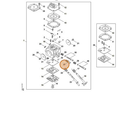 STIHL part 1127-122-6201 — IPL diagram snippet (6x zoom, amber highlight)