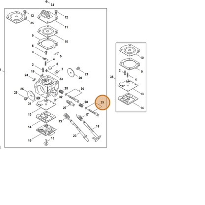 STIHL part 1127-122-6701 — IPL diagram snippet (6x zoom, amber highlight)