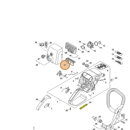 STIHL part 1127-124-1500 — IPL diagram snippet (6x zoom, amber highlight)