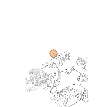 STIHL part 1127-140-0607 — IPL diagram snippet (6x zoom, amber highlight)