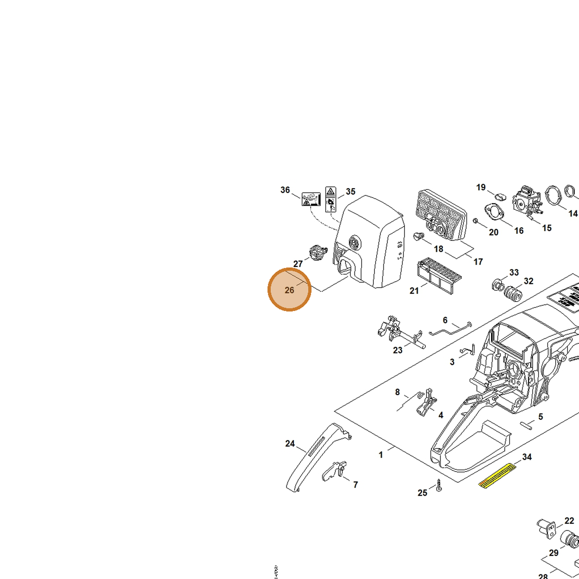 STIHL part 1127-140-1900 — IPL diagram snippet (6x zoom, amber highlight)