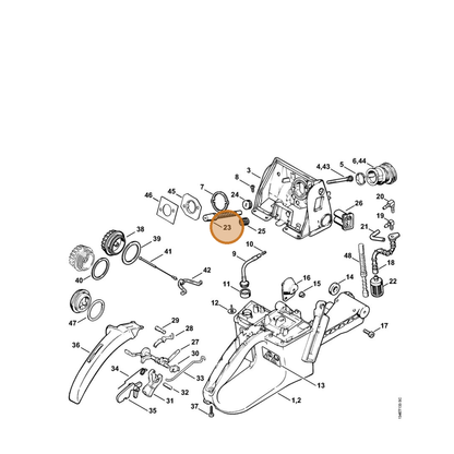 STIHL part 1127-141-8600 — IPL diagram snippet (6x zoom, amber highlight)