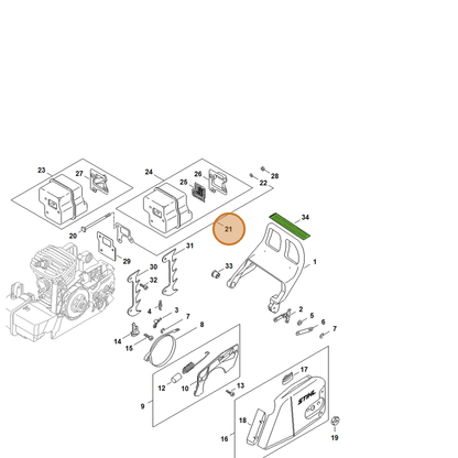 STIHL part 1127-149-0600 — IPL diagram snippet (6x zoom, amber highlight)