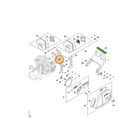 STIHL part 1127-149-0601 — IPL diagram snippet (6x zoom, amber highlight)
