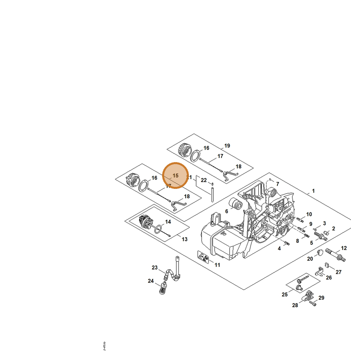 STIHL part 1127-350-0500 — IPL diagram snippet (6x zoom, amber highlight)