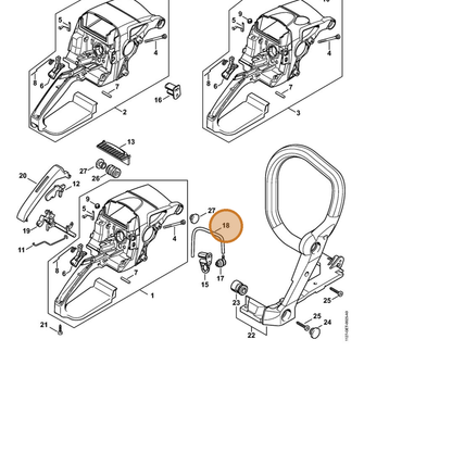 STIHL part 1127-358-7600 — IPL diagram snippet (6x zoom, amber highlight)